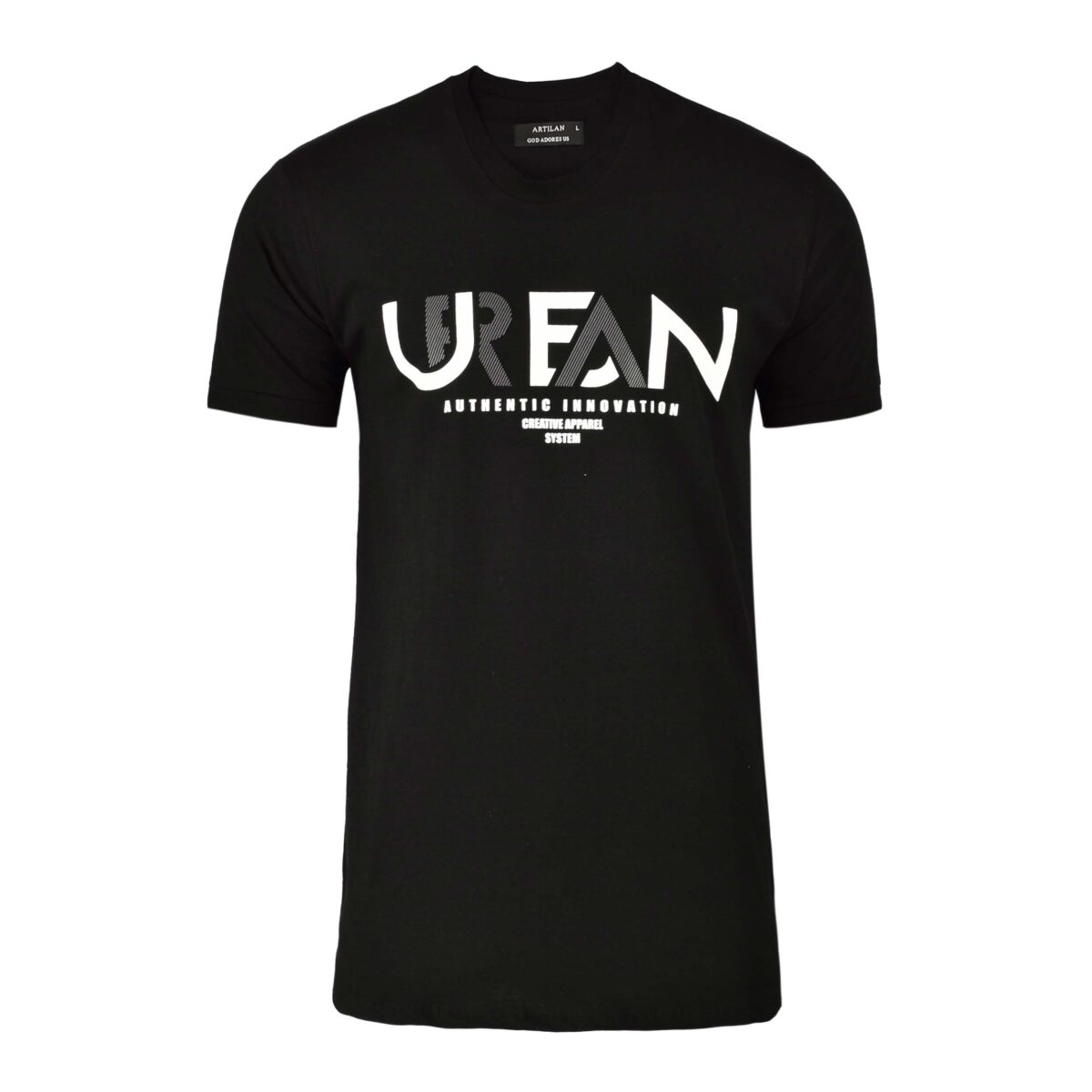 تیشرت مردانه طرح UREAN کد019 فروشگاه اینترنتی ریبون - تیشرت مشکی چاپی