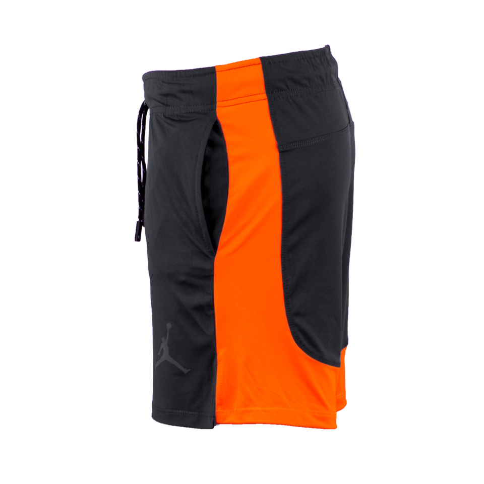 عکس از پهلو شلوارک ست ورزشی مردانه طوسی نارنجی 00302004 - ریبون