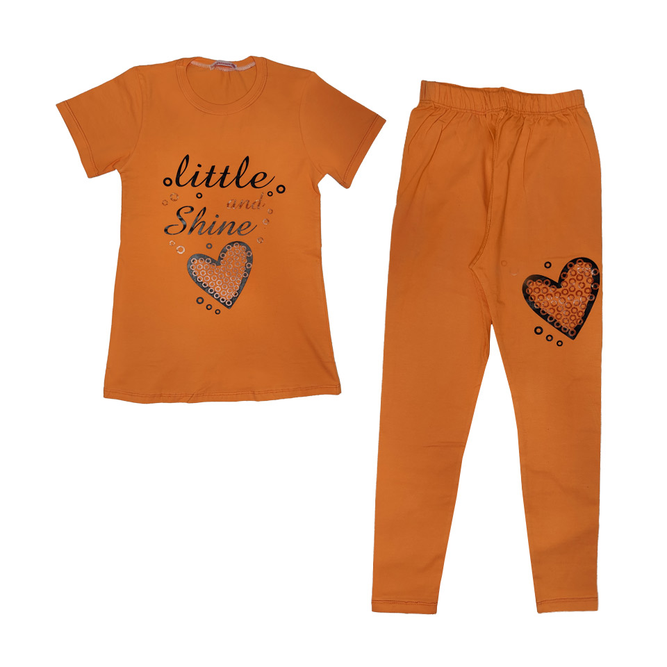 ست بچگانه 00501019 - ریبون - ست لباس بچه گانه دخترانه نارنجی