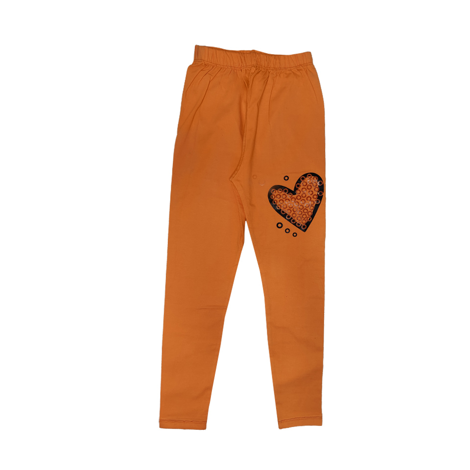 00501019 - ریبون - عکس از شلوار ست لباس بچه گانه دخترانه نارنجی طرح قلبی