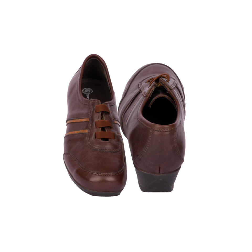 کفش چرمی زنانه قهوه ای 00701001 - ریبون