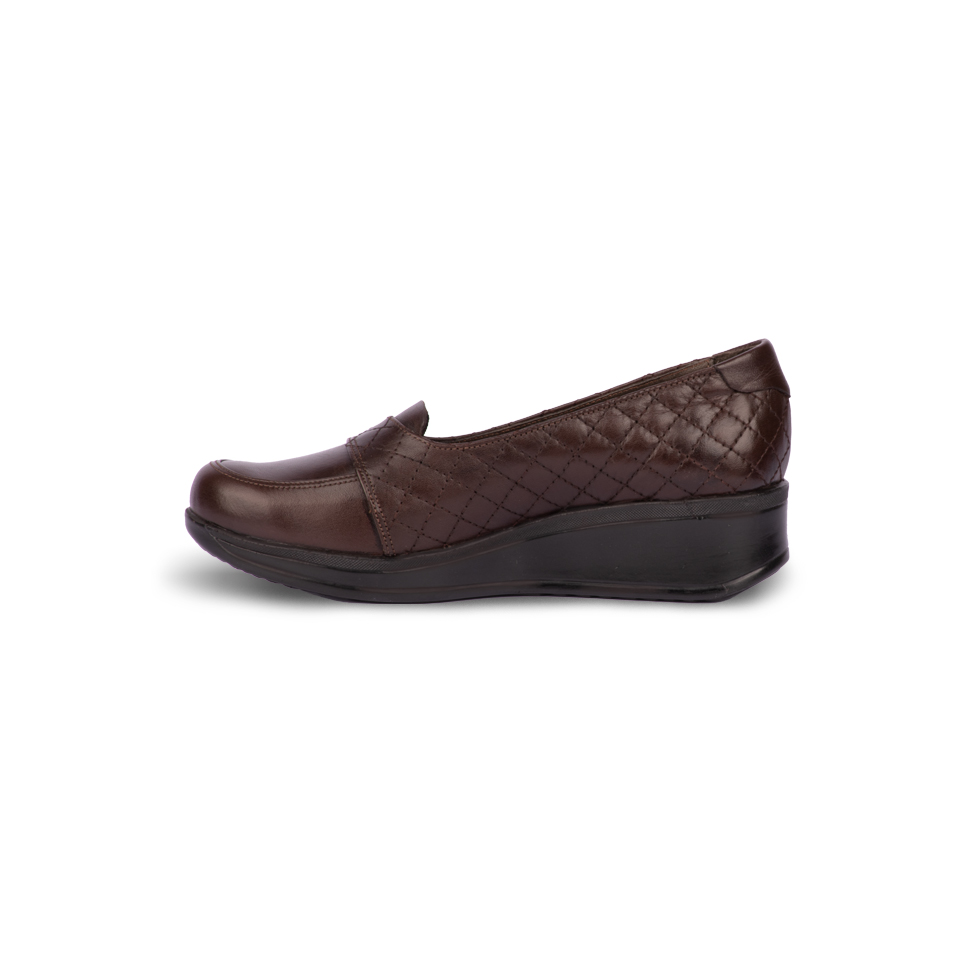 قیمت کفش چرمی زنانه قهوه ای 00701003 - ریبون