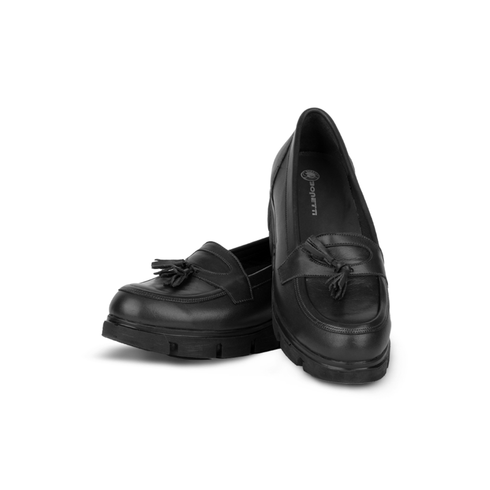 یک جفت کفش چرمی زنانه مشکی 00701006 - ریبون