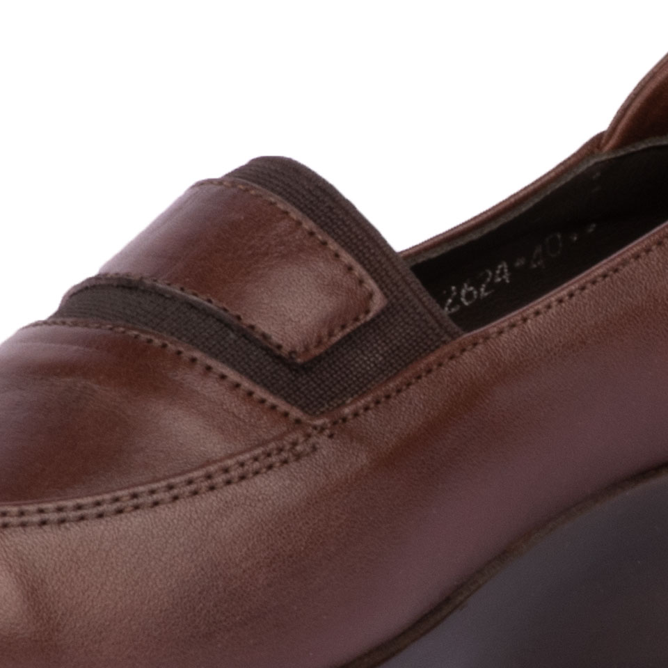 عکس از دوخت کفش چرمی زنانه قهوه ای 00701018 - ریبون