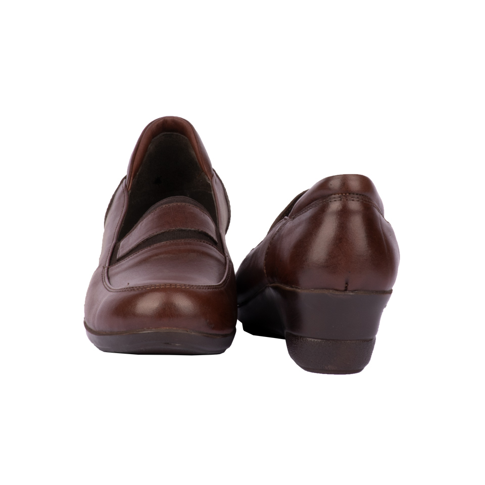عکس کفش چرمی زنانه قهوه ای 00701018 - ریبون