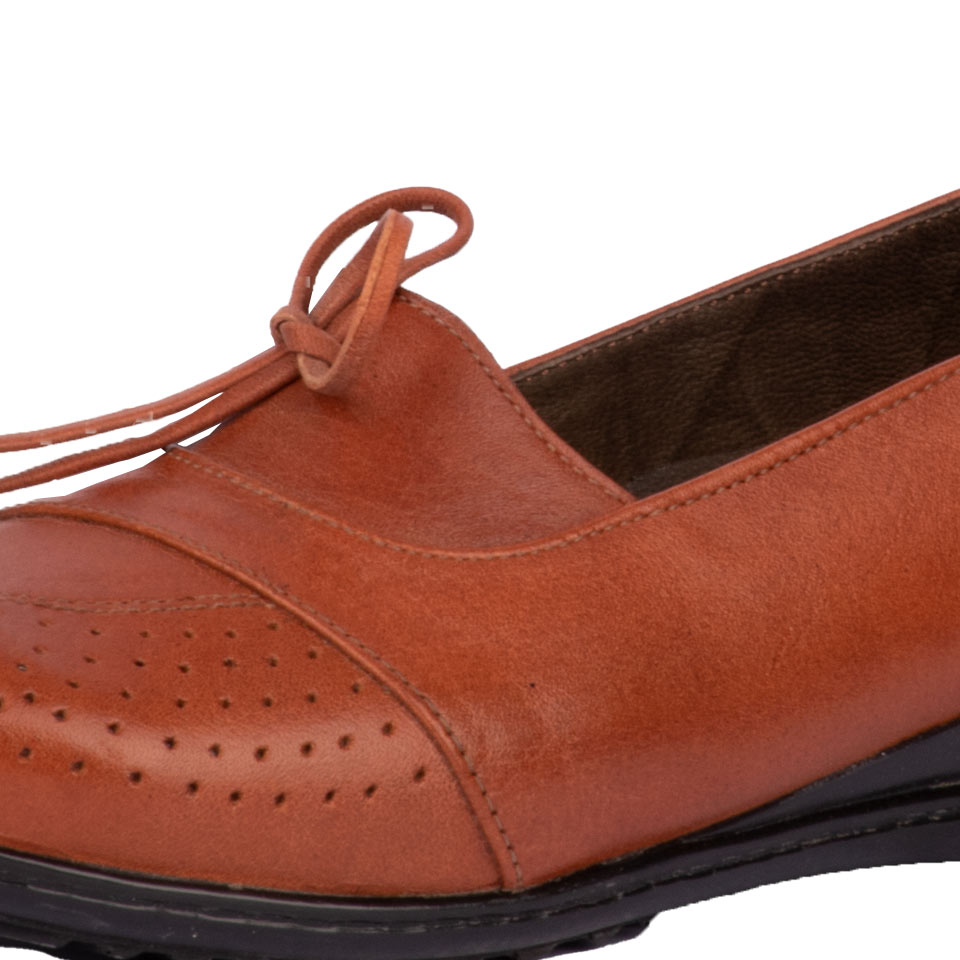 عکس از دوخت کفش چرمی زنانه قهوه‌ای 00701019 - ریبون