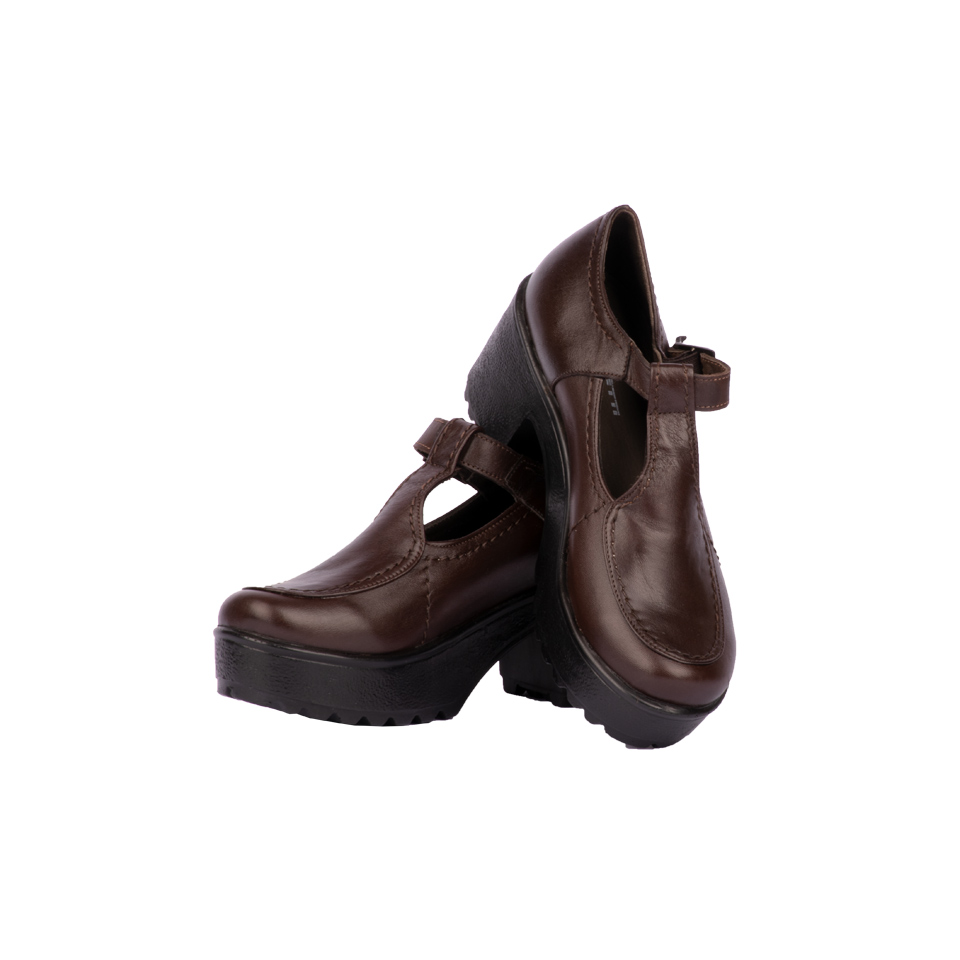 عکس از کفش چرمی زنانه قهوه ای 00701022 - ریبون