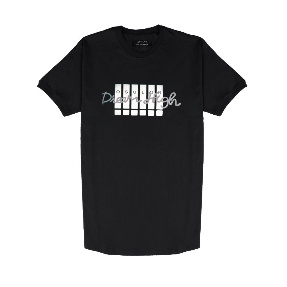 تی شرت اسپرت پسرونه سیاه تیشرت یقه گرد مشکی ریبون 00201013