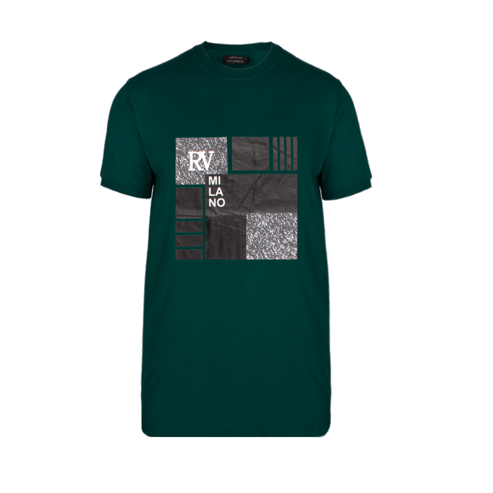 عکس از پهلو تی شرت چاپی پسرونه سبز ریبون 00201018