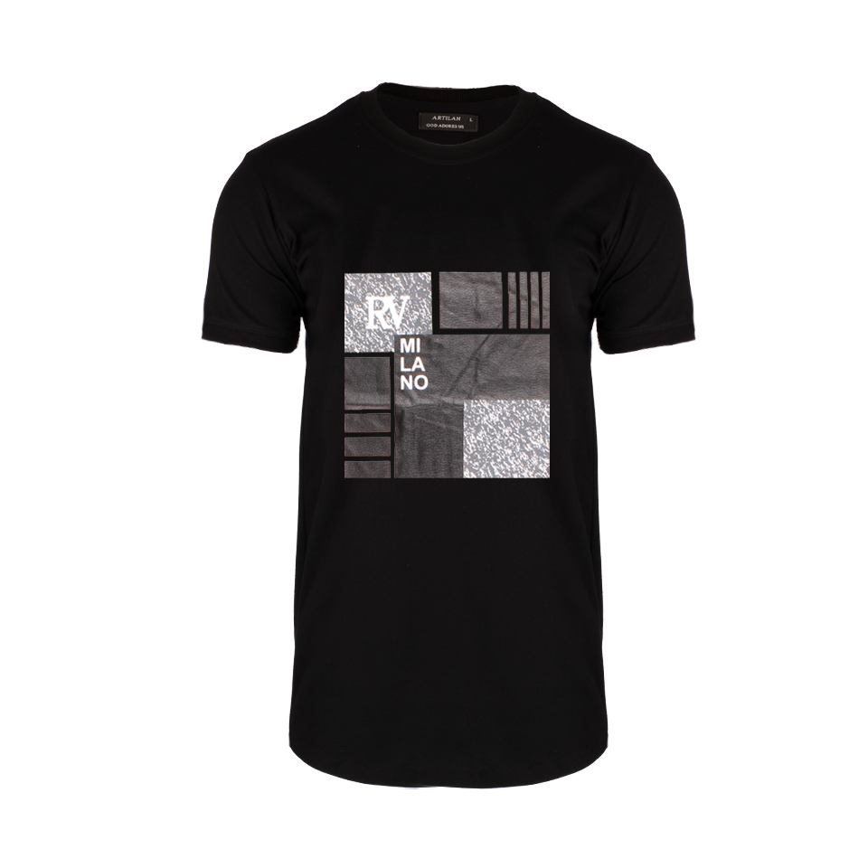 مانکن نامریی تی شرت چاپی پسرونه سیاه ریبون 00201021