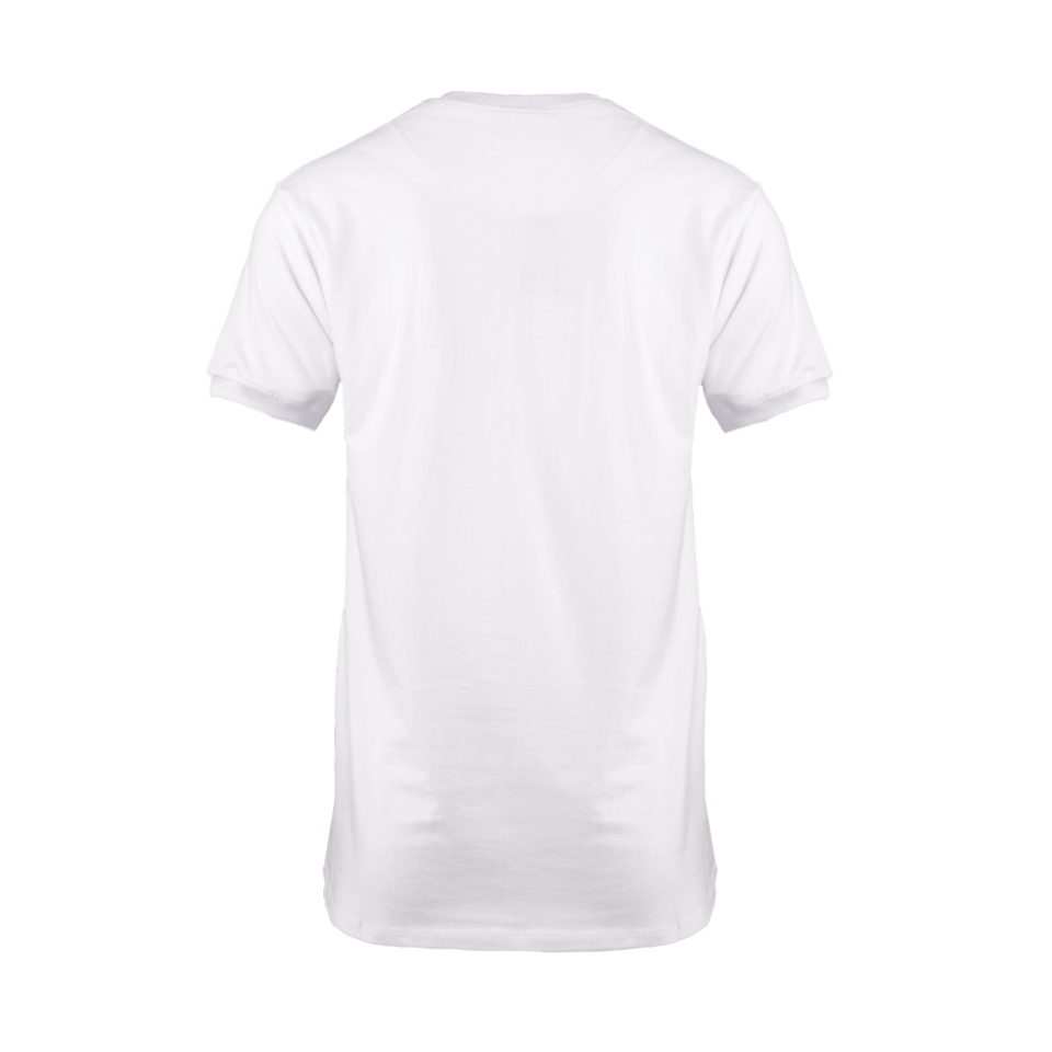 عکس از پشت تیشرت طرح دار سفید یقه گرد مردانه 00201037 - ریبون