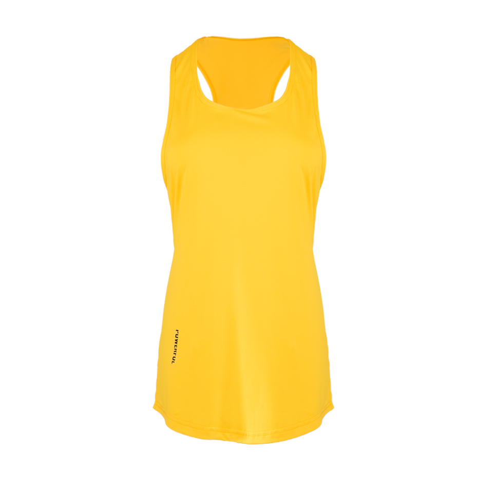 تاپ ورزشی زنانه زرد 00404012 مدل بغل چاکدار - ریبون