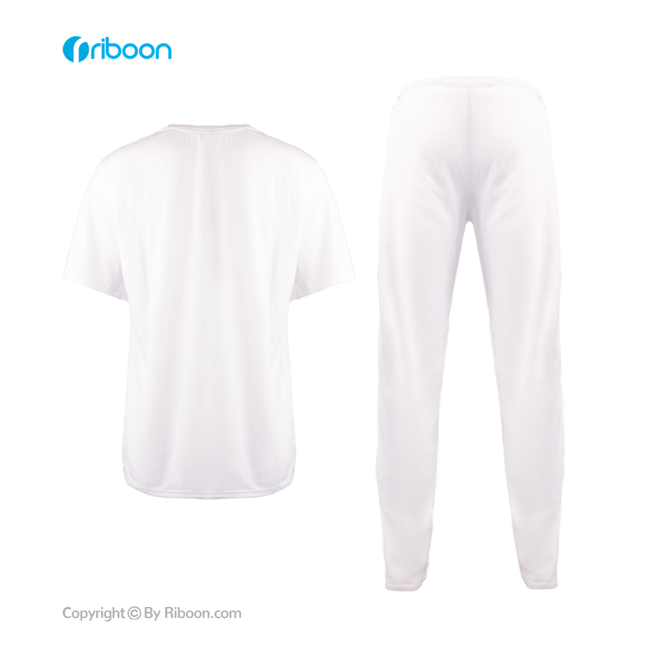 قیمت ست ورزشی تیشرت و شلوار سفید مردانه 00302028 - ریبون