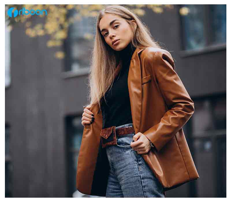  کت چرم قهوه ای پاییزه