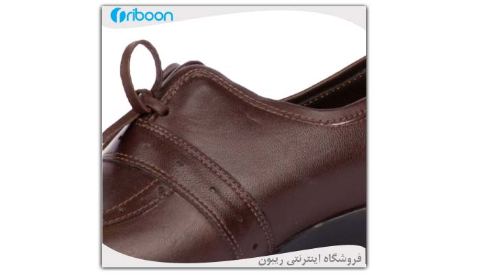 کفش چرمی با کیفیت و زیبای زنانه قهوه ای رنگ بند دار