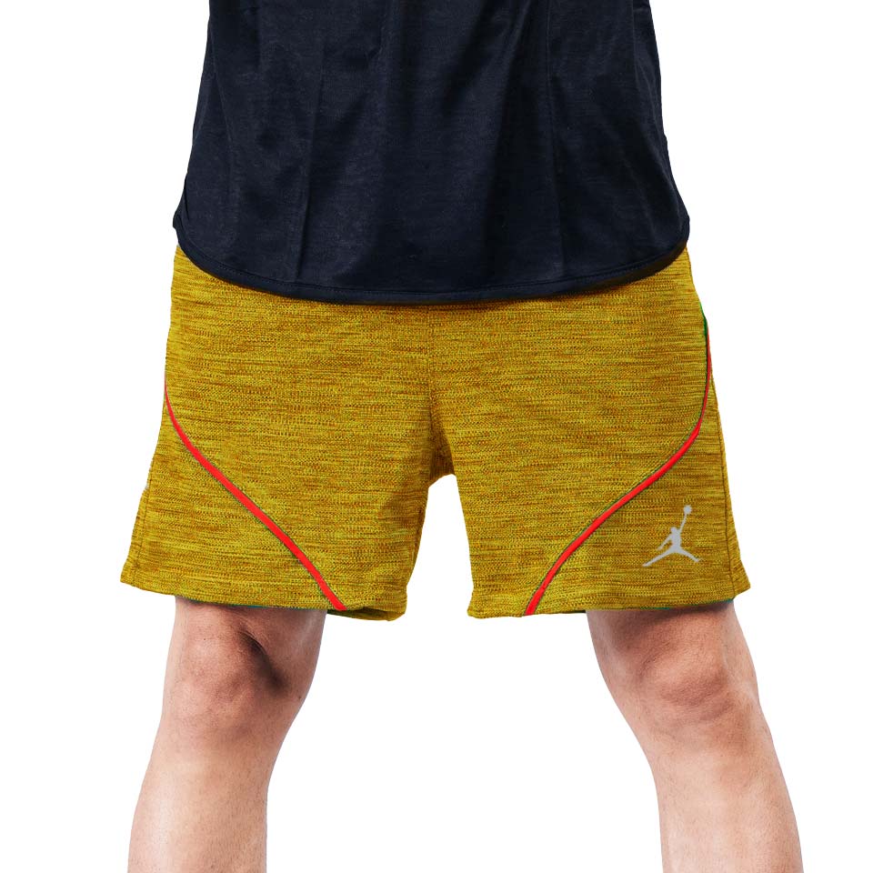 خرید شلوارک ورزشی مردانه زرد خط دار کشی و بندی کد 00305138