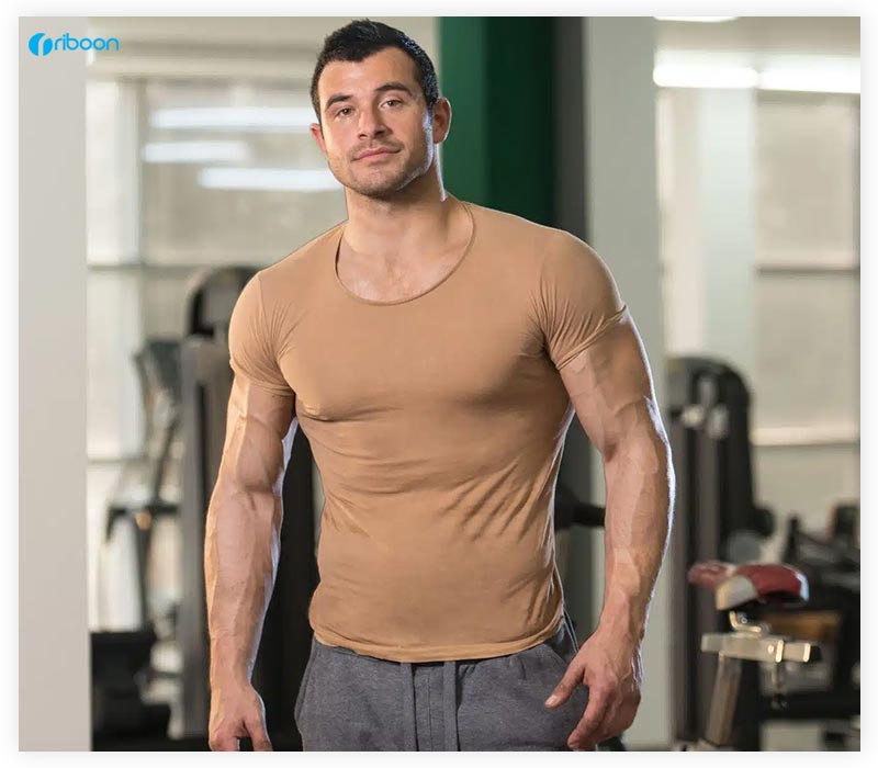  تیشرت جذب ورزشی مردانه یقه باز