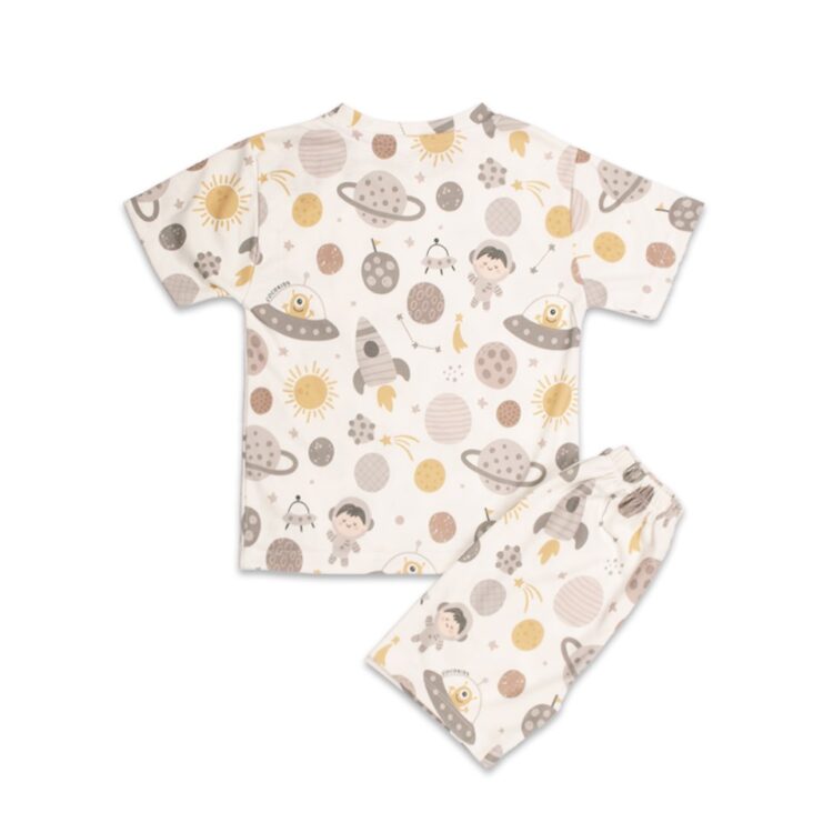 ست تیشرت و شلوارک دخترانه مدل سفینه کد 501043