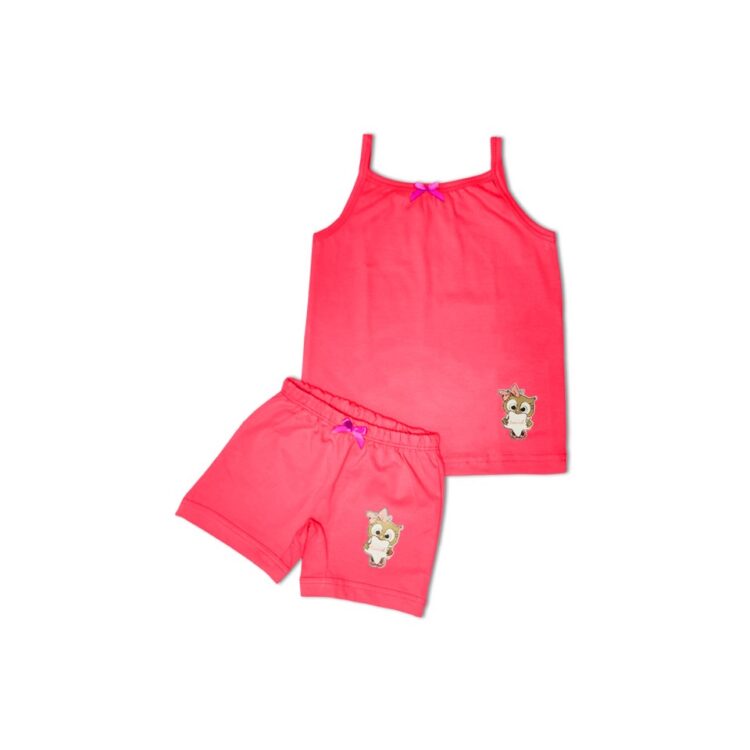 ست تاپ و شورت پادار دختران  پنبه ای کد 501046