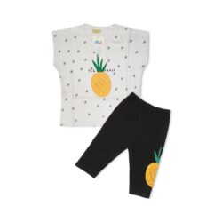 ست تی شرت و شلوارک دخترانه مدل آناناس کد 501052