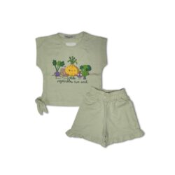 ست تی شرت و شلوارک دخترانه چین دار کد 501053