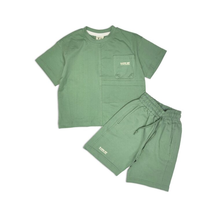 ست تی شرت و شلوارک پسرانه پنبه ای کد 503057