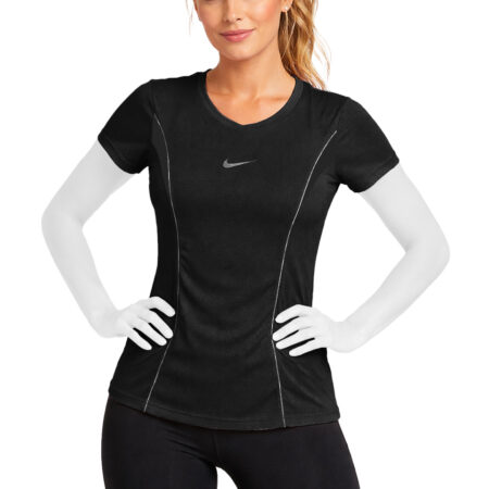 تيشرت ورزشی زنانه مدل نايکی یقه لاله ای طرح بیسکوییتی کد 401666