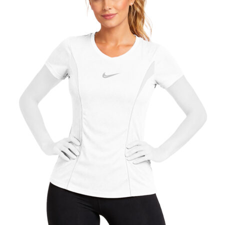 تيشرت ورزشی زنانه مدل نايکی یقه لاله ای طرح بیسکوییتی کد 401667