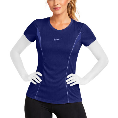 تيشرت ورزشی زنانه مدل نايکی یقه لاله ای طرح بیسکوییتی کد 401672