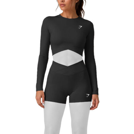 ست نیم تنه آستین بلند و بایکر مدل جیمشارک GYMSHARK کد 406195